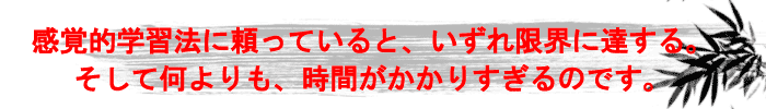 感覚的学習法に頼っていると、いずれ限界に達する。そして何よりも、時間がかかりすぎるのです。