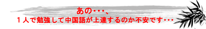 あの…、1人で勉強して中国語が上達するのか不安です…